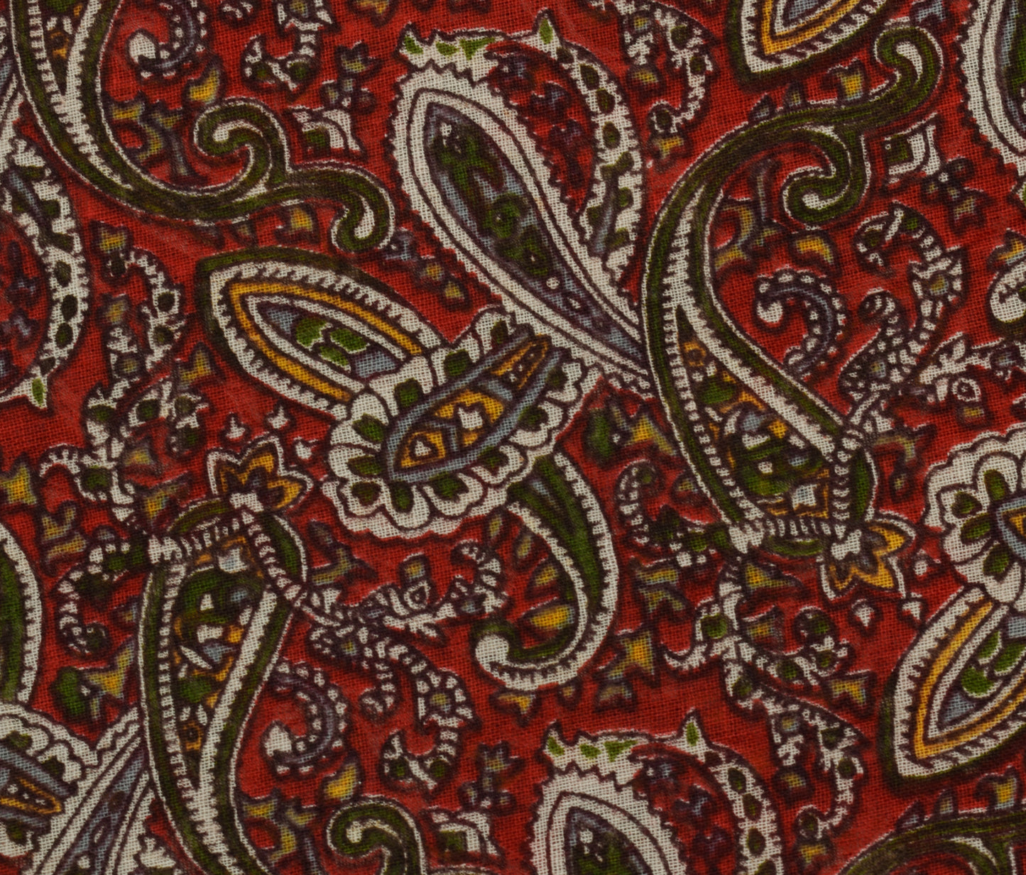 Sushila Vintage Red Indian Saree 100% Pure Cotton Printed Paisley Craft Fabric