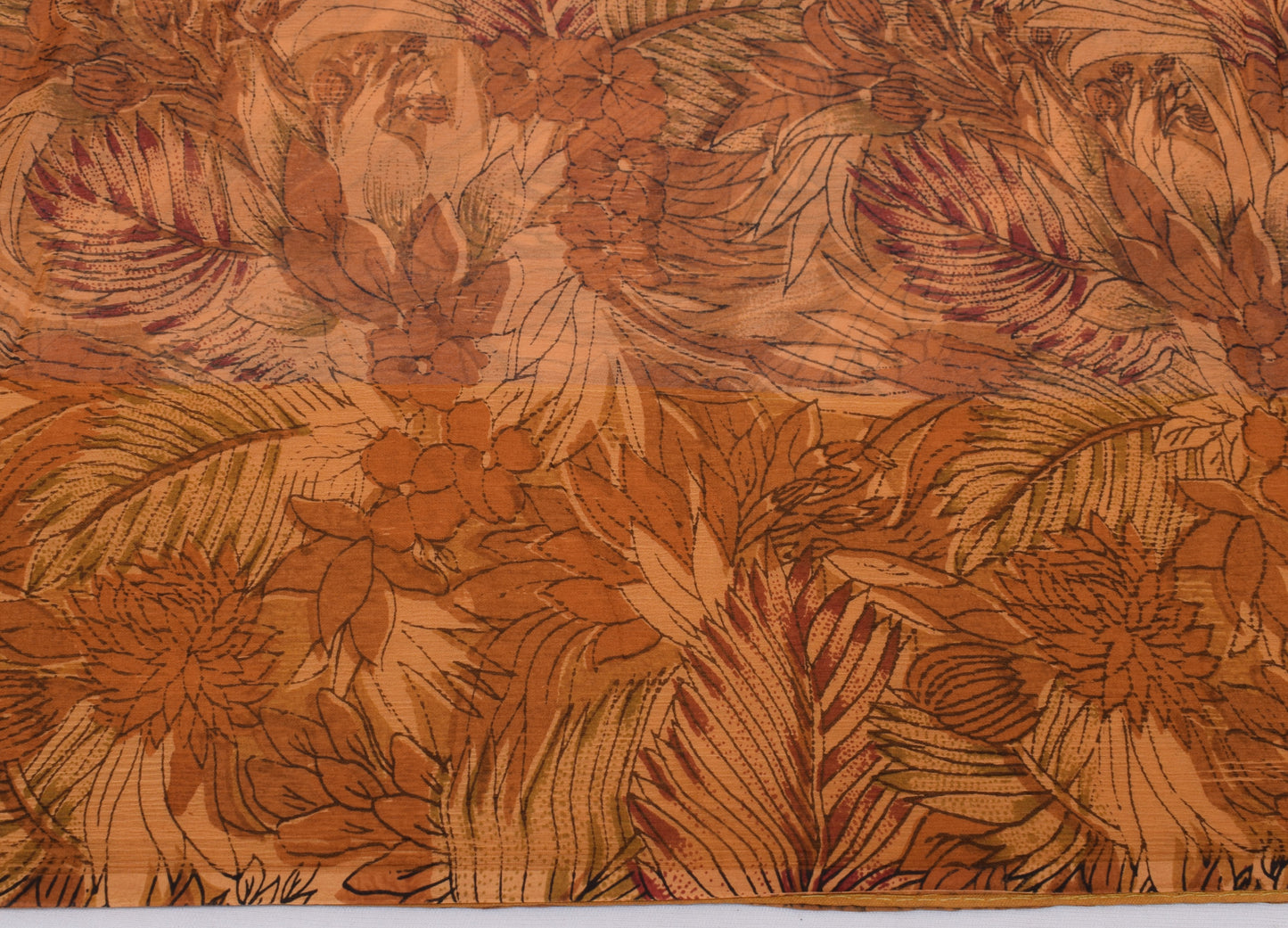 Sushila Vintage Brown Saree 100% Pure Chiffon Silk Printed Floral Craft Fabric