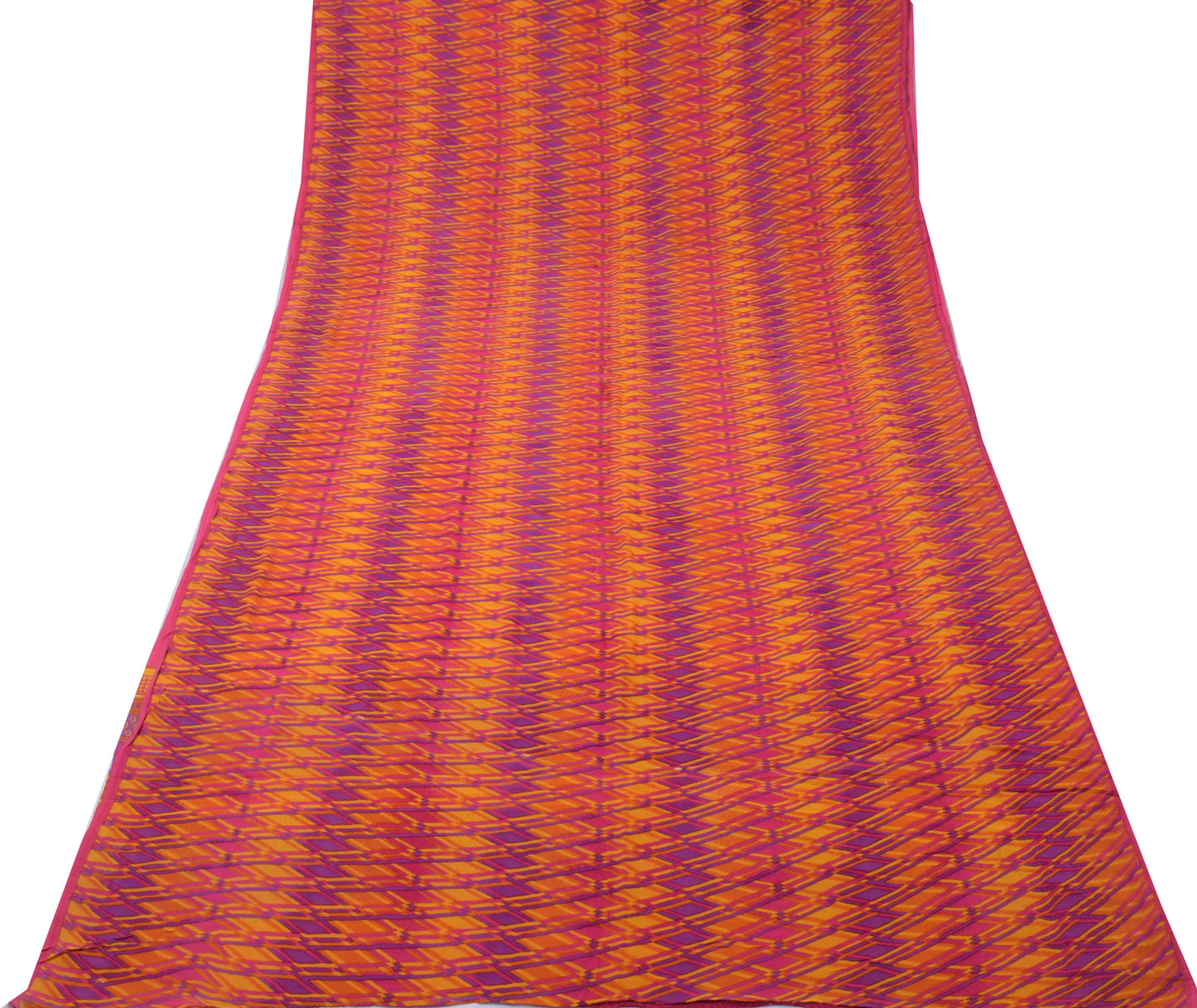 Sushila Vintage Yellow Sari 100% Pure Georgette Silk Printed Indian Craft Fabric
