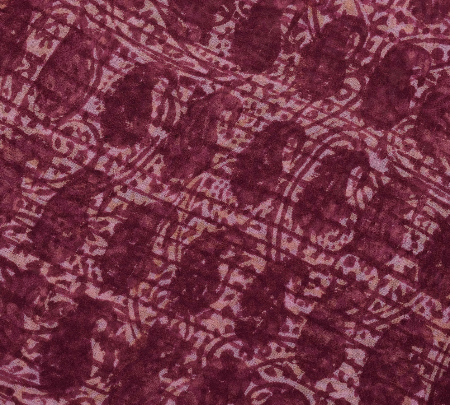 Sushila Vintage Magenta Sari 100% Pure Georgette Silk Printed Craft Fabric