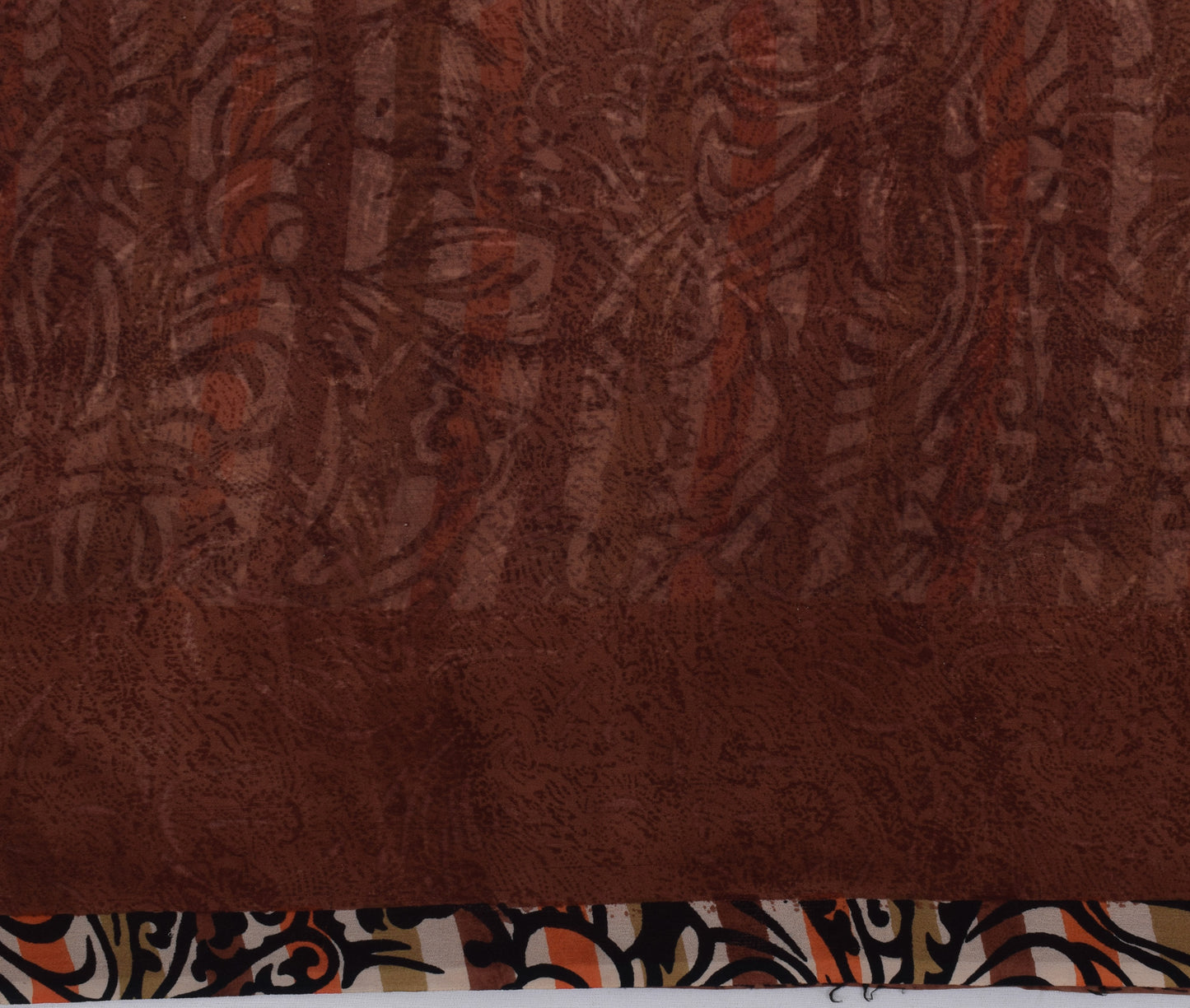 Sushila Vintage Brown Saree 100% Pure Georgette Silk Printed Floral Craft Fabric