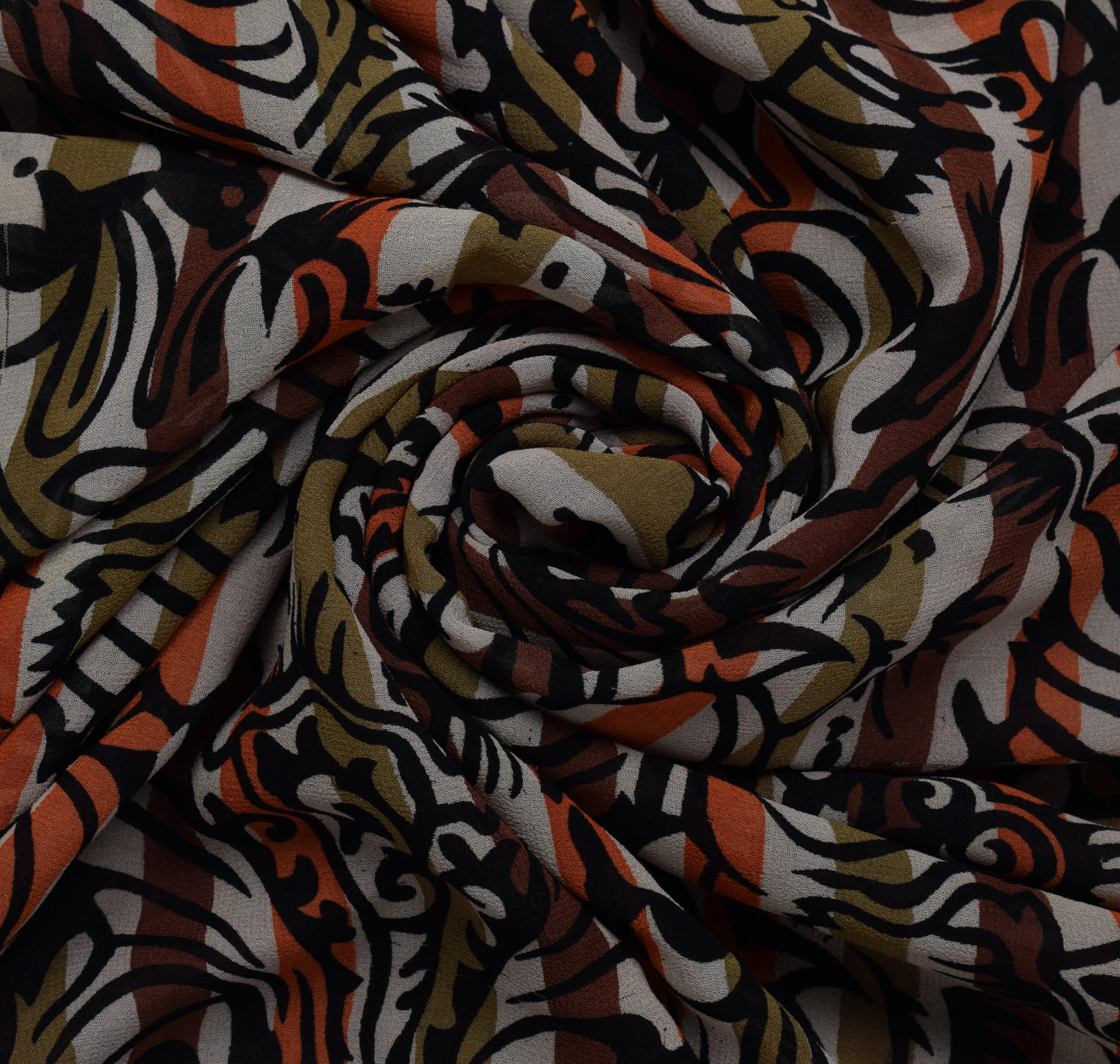 Sushila Vintage Brown Saree 100% Pure Georgette Silk Printed Floral Craft Fabric