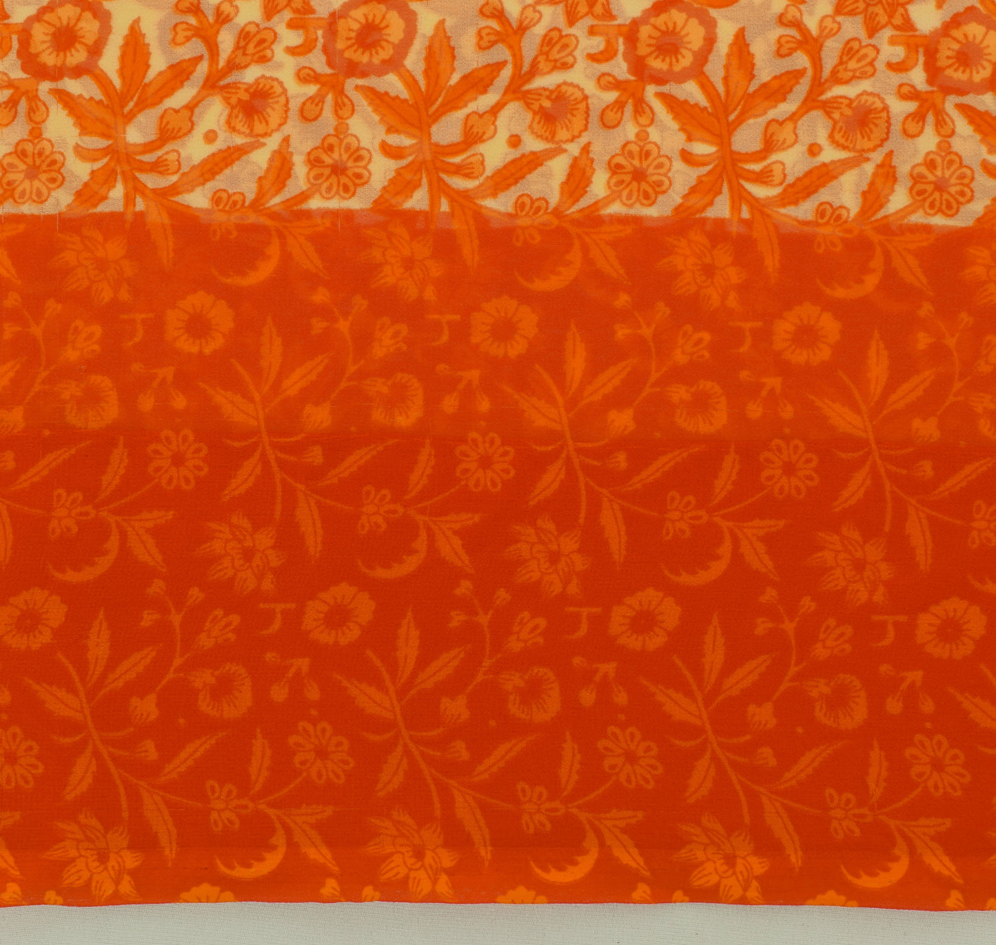 Sushila Vintage Cream Sari Blend Georgette Silk Printed Floral Craft Fabric