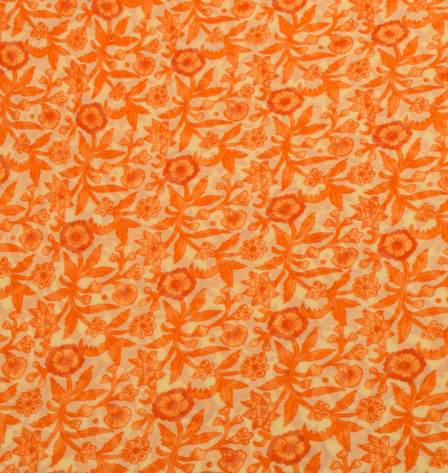 Sushila Vintage Cream Sari Blend Georgette Silk Printed Floral Craft Fabric