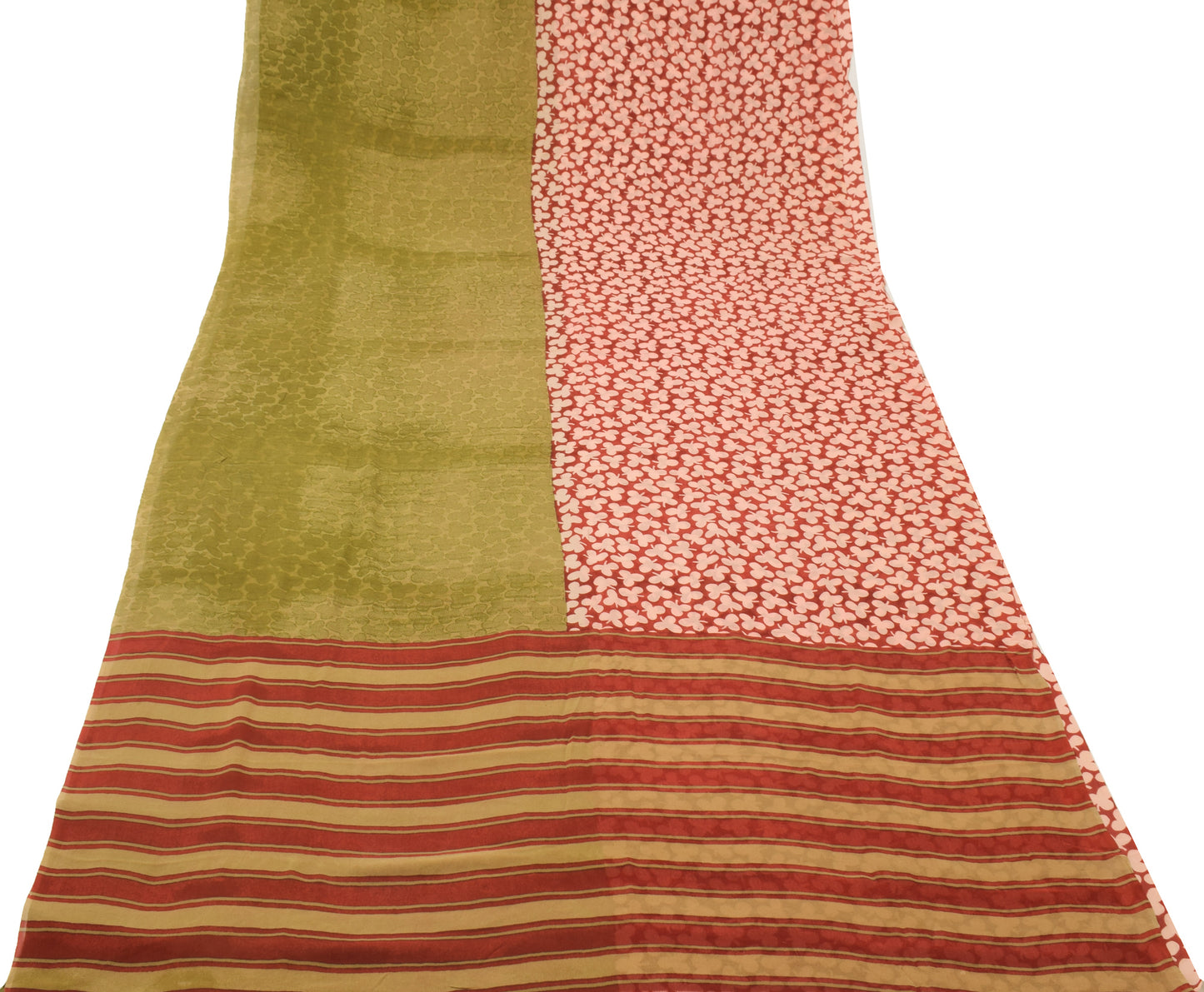 Sushila Vintage Indian Sari 100% Pure Georgette Silk Printed Floral Craft Fabric