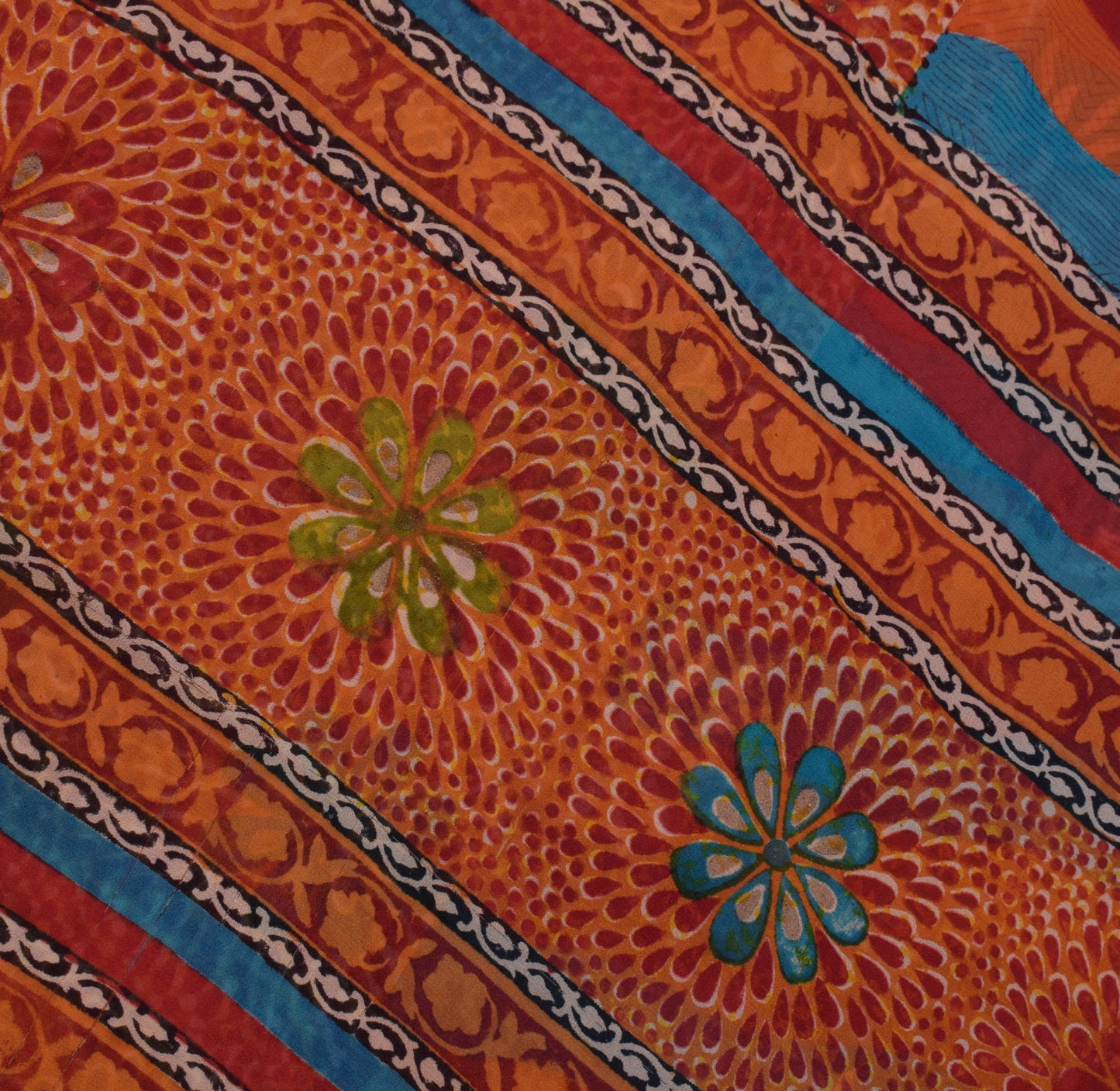 Sushila Vintage Rust Saree 100% Pure Georgette Silk Printed Floral Craft Fabric