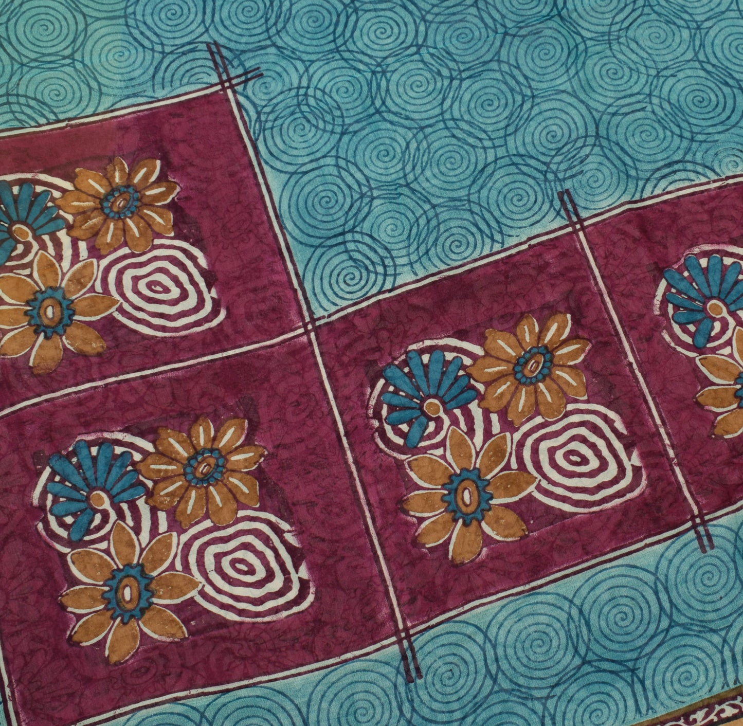 Sushila Vintage Saree 100% Pure Georgette Silk Printed Geometrical Craft Fabric