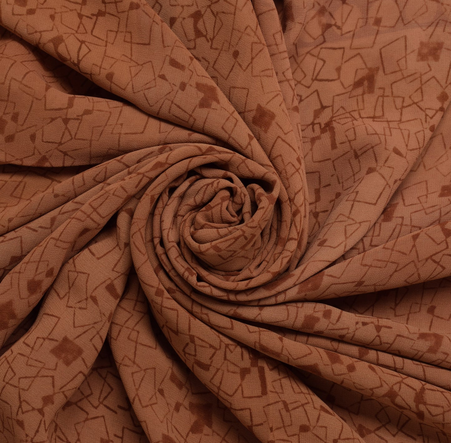 Sushila Vintage Rust Sari 100% Pure Georgette Silk Printed Abstract Craft Fabric