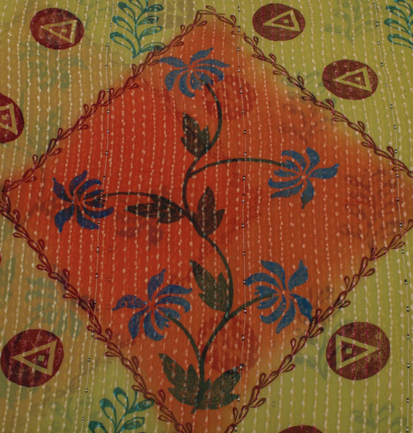 Sushila Vintage Indian Sari 100% Pure Georgette Silk Printed Woven Craft Fabric