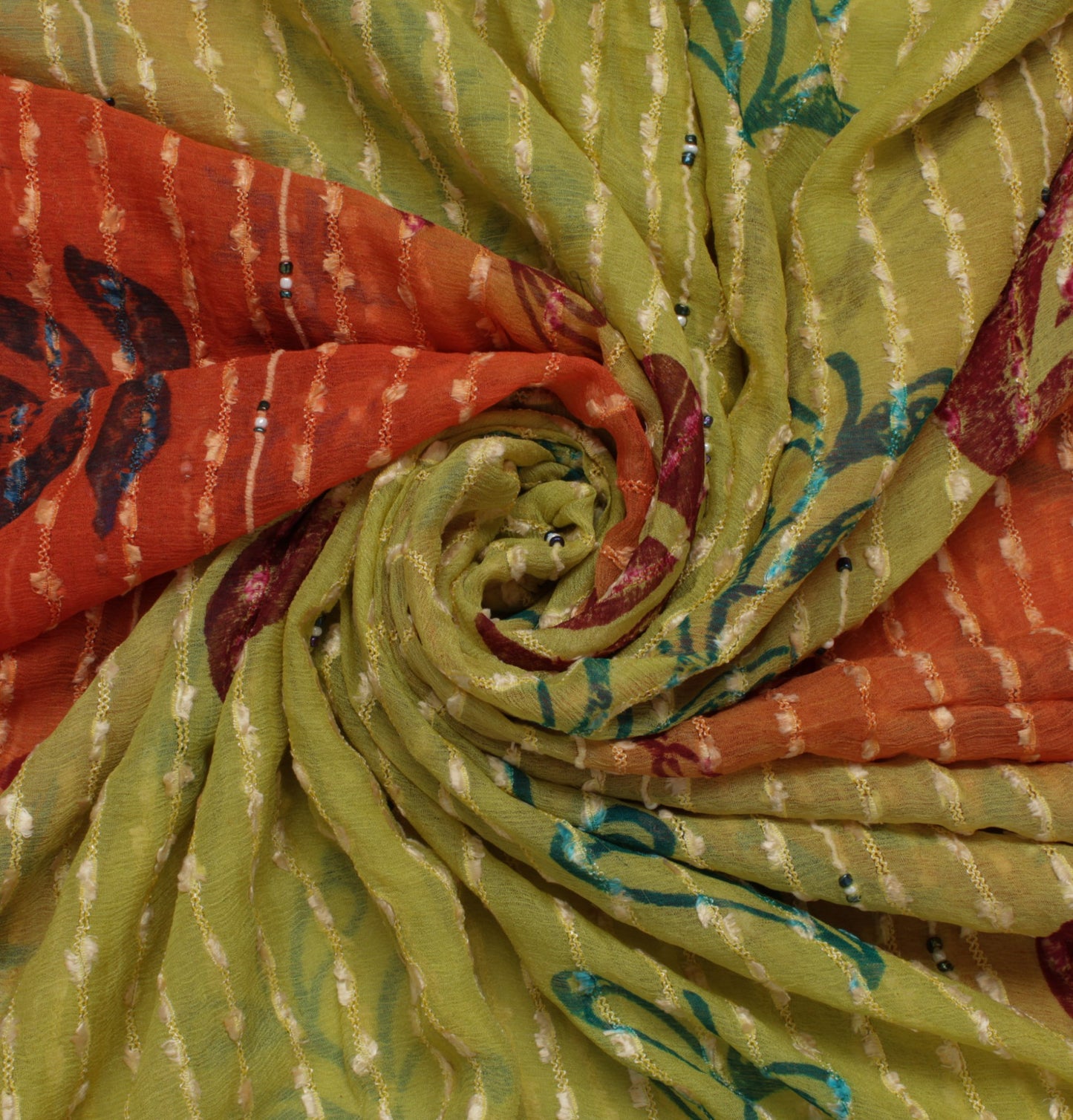 Sushila Vintage Indian Sari 100% Pure Georgette Silk Printed Woven Craft Fabric