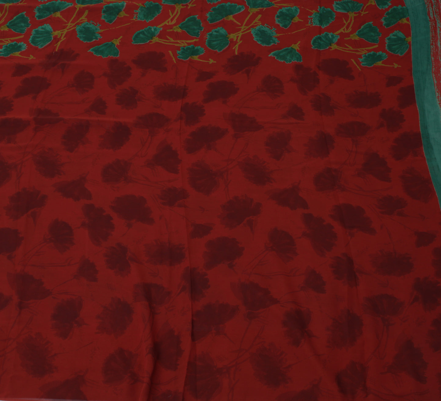 Sushila Vintage Rust Sari 100% Pure Georgette Silk Printed Floral Craft Fabric