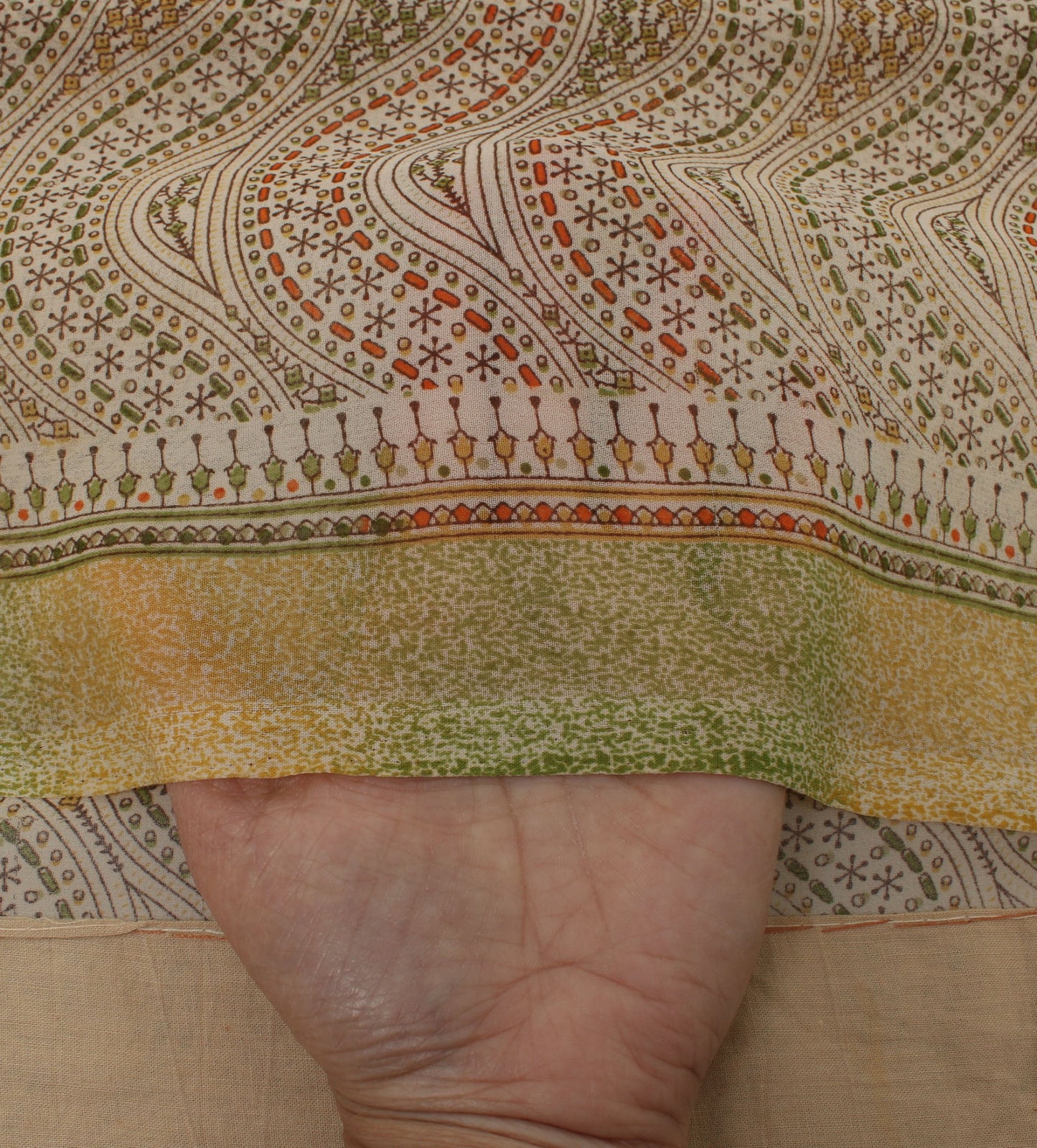 Sushila Vintage Cream Saree Blend Georgette Silk Printed Floral Craft Fabric