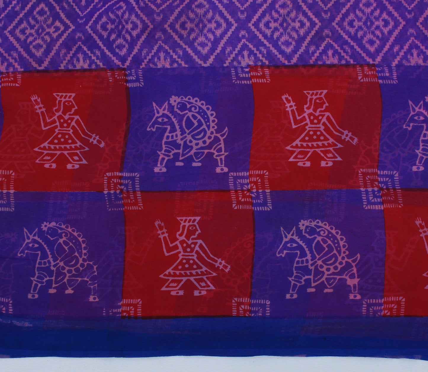 Sushila Vintage Blue  Saree 100% Pure Georgette Silk Printed Indian Craft Fabric