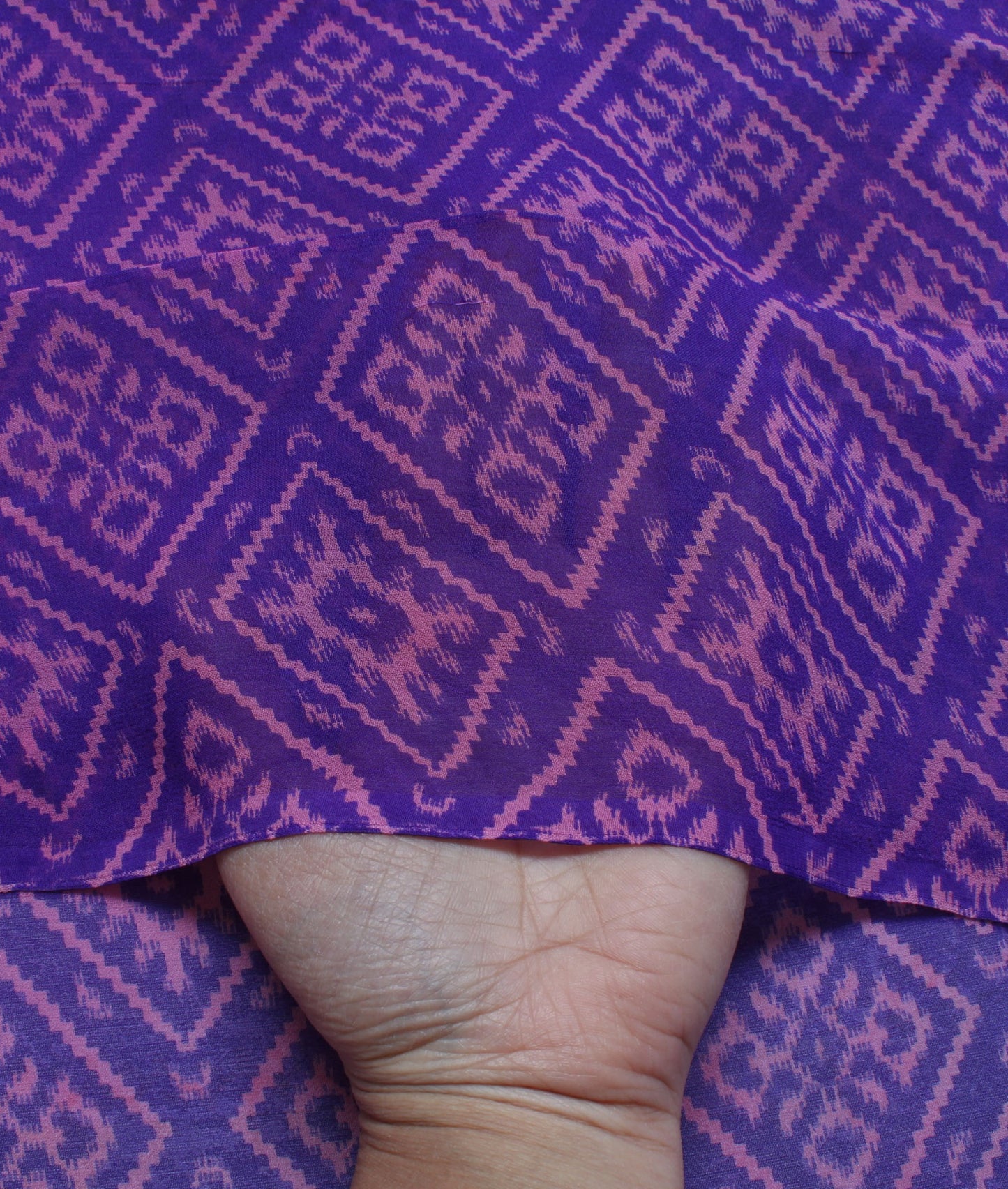 Sushila Vintage Blue  Saree 100% Pure Georgette Silk Printed Indian Craft Fabric