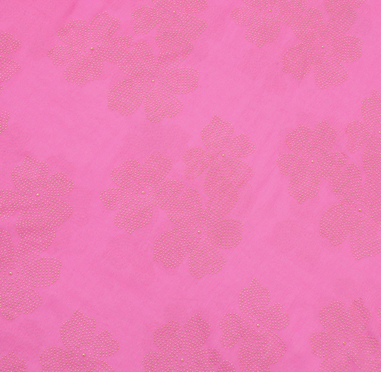 Sushila Vintage Pink Saree Blend Chiffon Silk Rubber Print Floral Craft Fabric