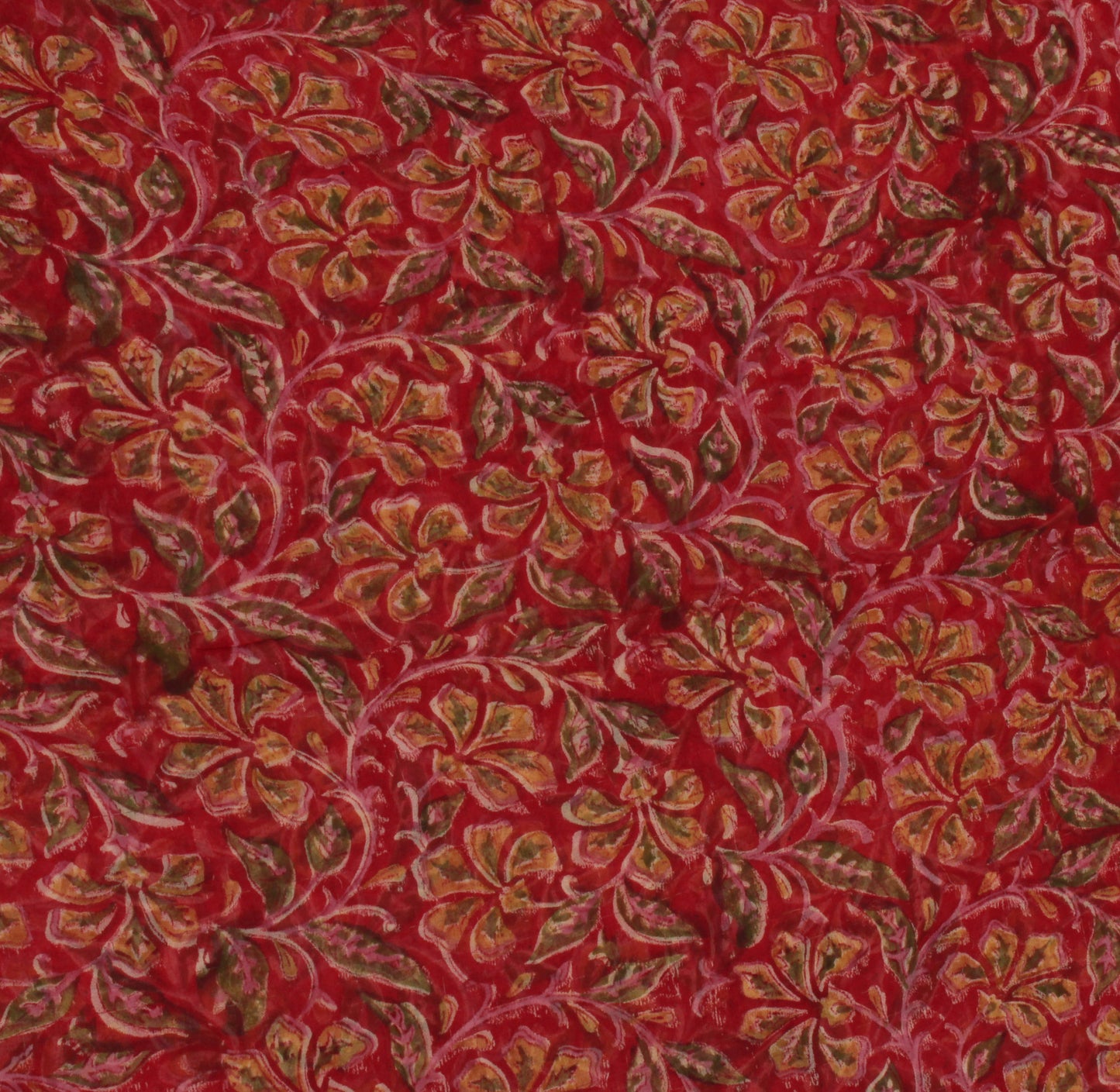 Sushila Vintage Red Saree 100% Pure Georgette Silk Printed Floral Craft Fabric