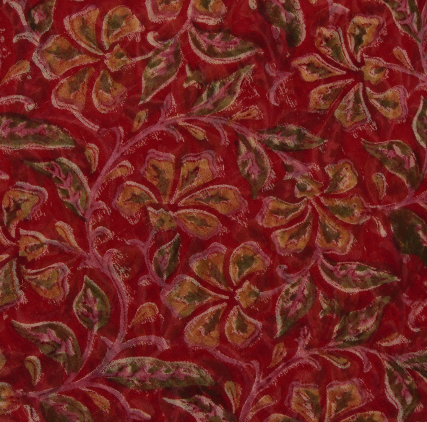 Sushila Vintage Red Saree 100% Pure Georgette Silk Printed Floral Craft Fabric