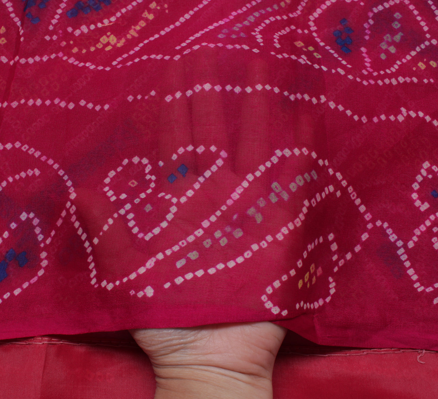 Sushila Vintage Magenta Sari Pure Georgette Silk Printed Bandhani Craft Fabric