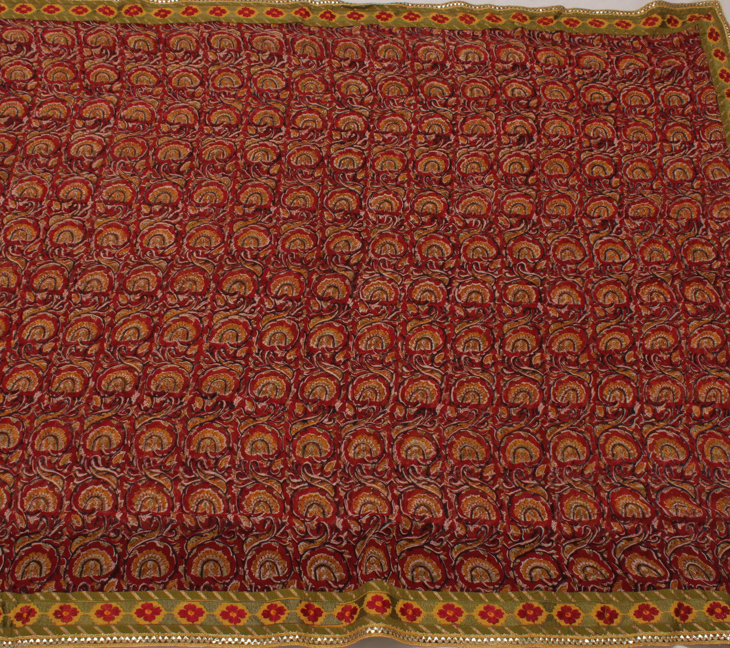 Sushila Vintage Red Saree 100% Pure Georgette Silk Printed Floral Craft Fabric