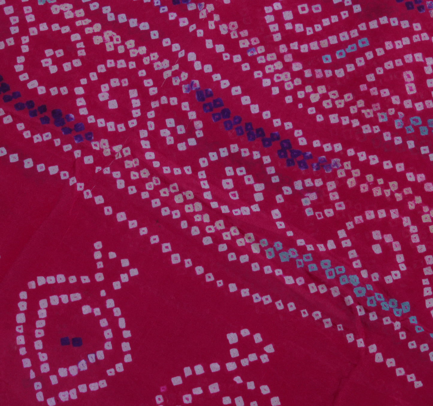 Sushila Vintage Magenta Sari Pure Georgette Silk Bandhani Printed Craft Fabric