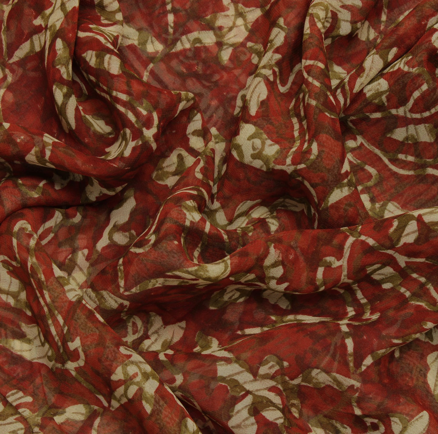 Sushila Vintage Maroon Sari 100% Pure Georgette Silk Printed Floral Craft Fabric