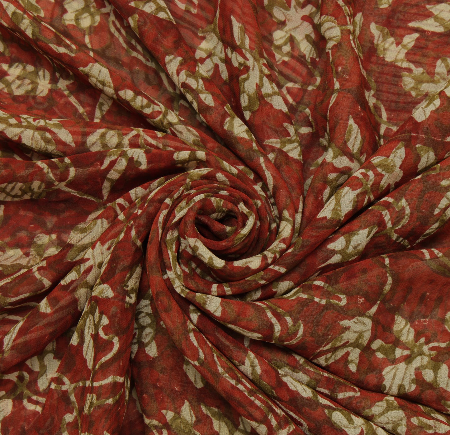 Sushila Vintage Maroon Sari 100% Pure Georgette Silk Printed Floral Craft Fabric