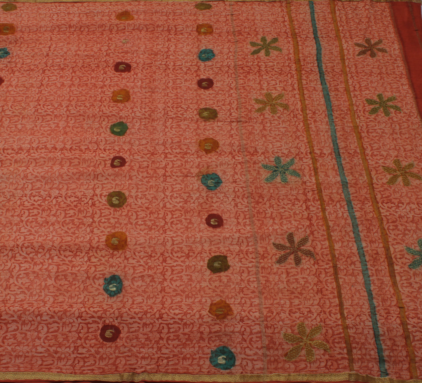 Sushila Vintage Floral Indian Sari 100% Pure Chiffon Silk Printed Craft Fabric