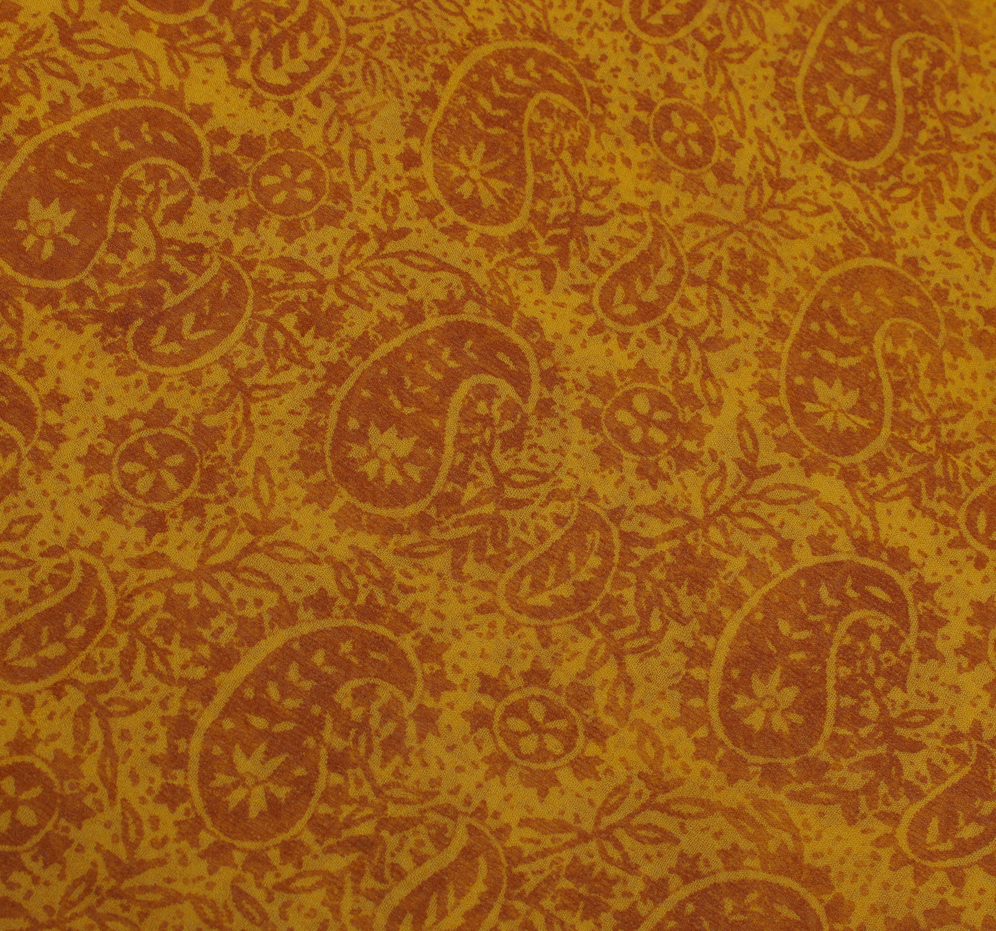 Sushila Vintage Mustard Saree Pure Georgette Silk Printed Paisley Craft Fabric