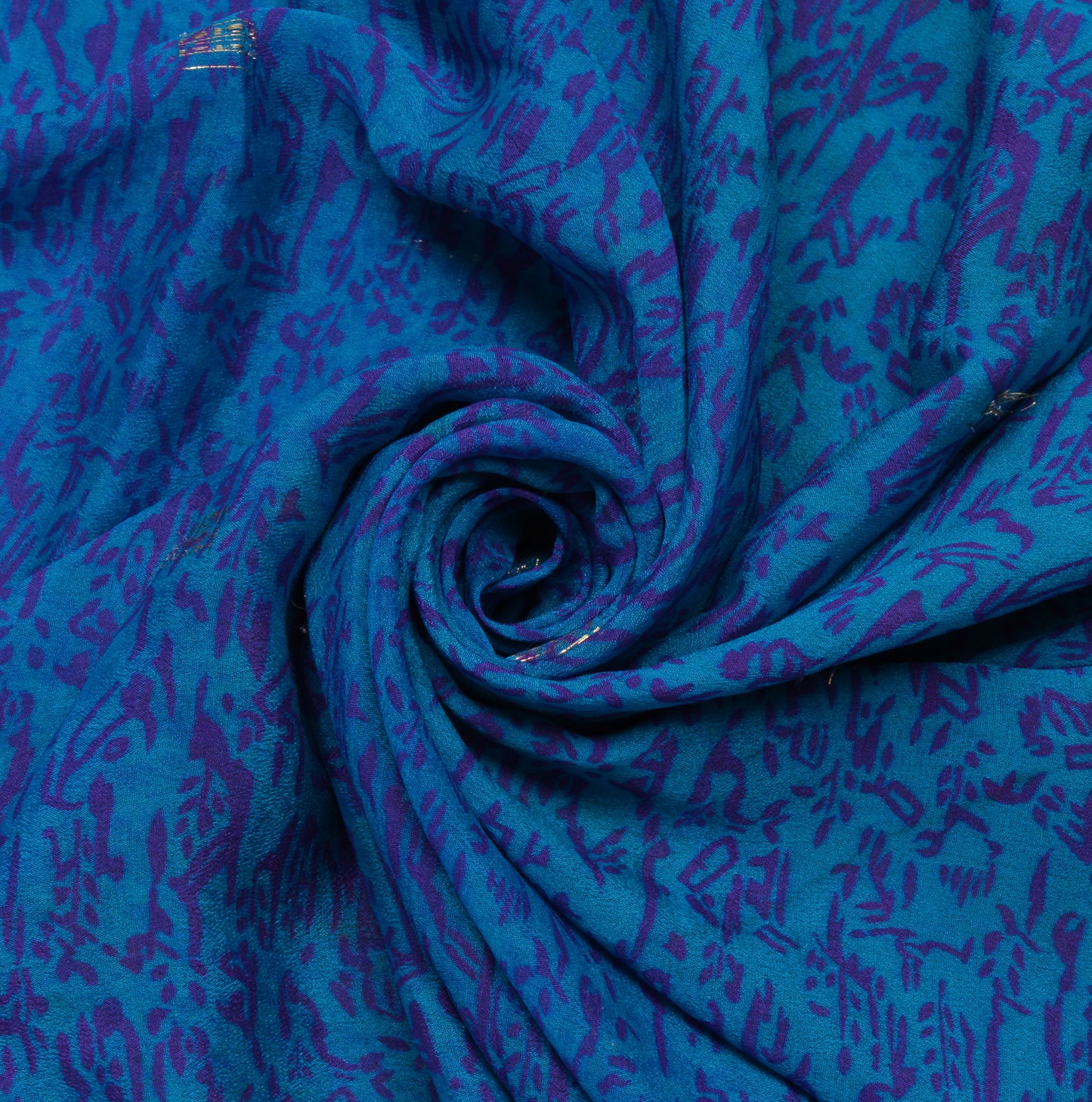 Sushila Vintage Blue Saree 100% Pure Georgette Silk Printed & Woven Craft Fabric