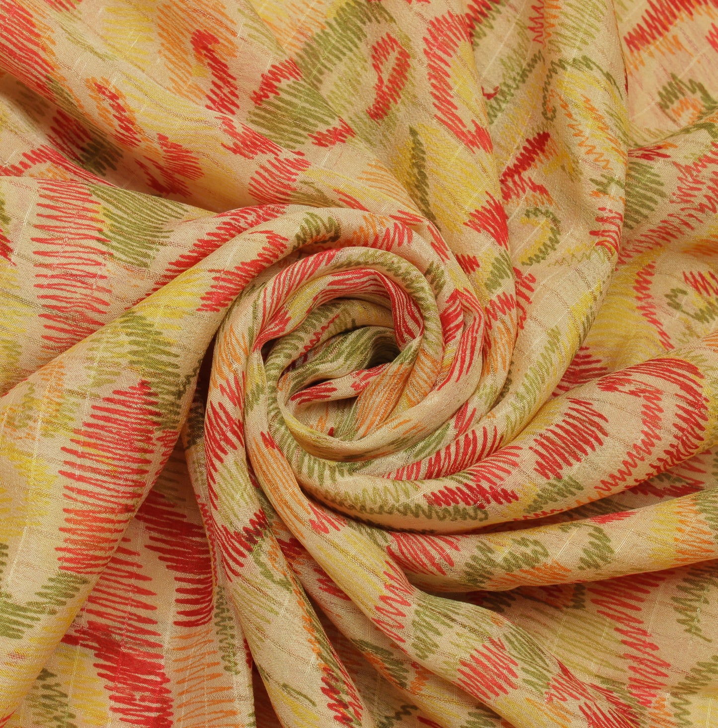 Sushila Vintage Cream Saree 100% Pure Georgette Silk Printed Floral Craft Fabric