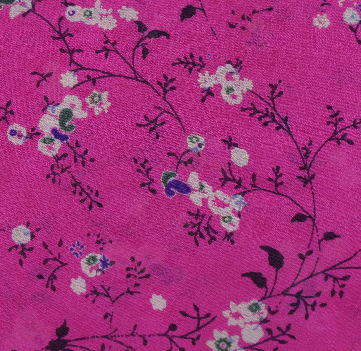 Sushila Vintage Pink Saree 100% Pure Georgette Silk Printed Floral Craft Fabric