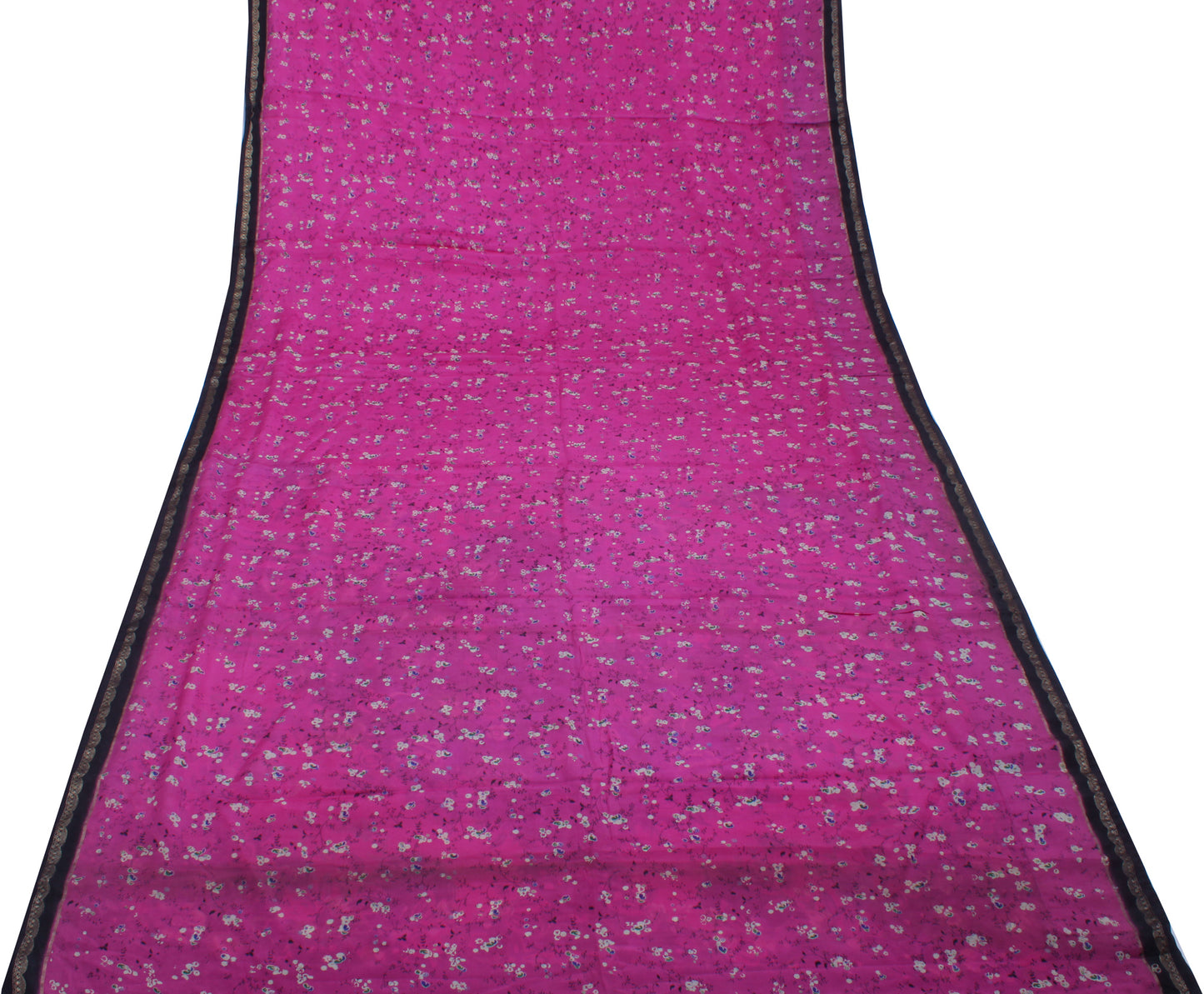 Sushila Vintage Pink Saree 100% Pure Georgette Silk Printed Floral Craft Fabric