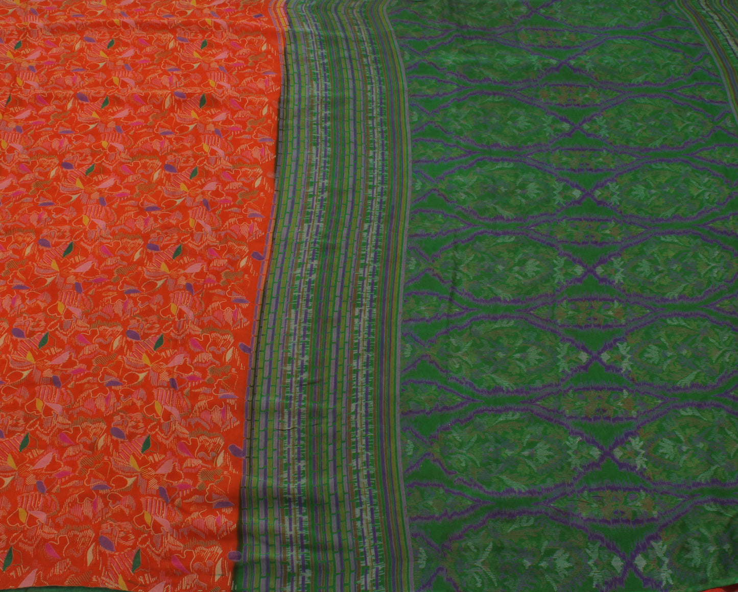 Sushila Vintage Orange Saree 100% Pure Georgette Silk Printed Craft Fabric