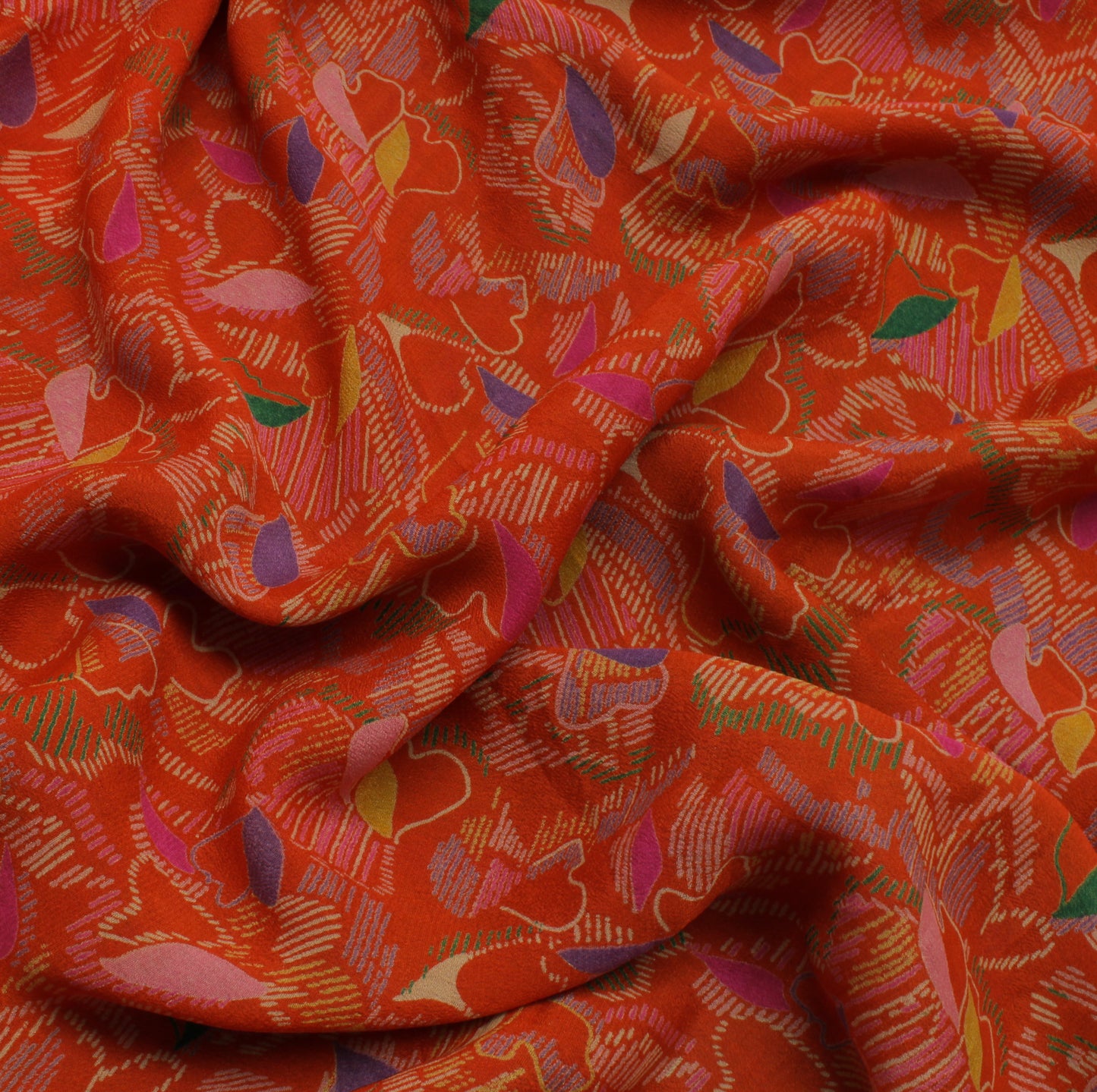 Sushila Vintage Orange Saree 100% Pure Georgette Silk Printed Craft Fabric