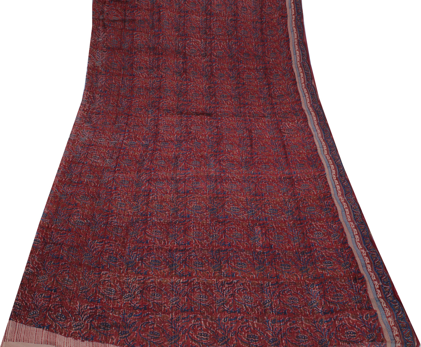 Sushila Vintage Maroon Saree Pure Georgette Silk Printed Floral Craft Fabric