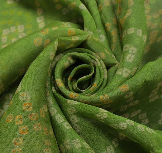 Sushila Vintage Green Saree Pure Georgette Silk Bandhani Printed Craft Fabric