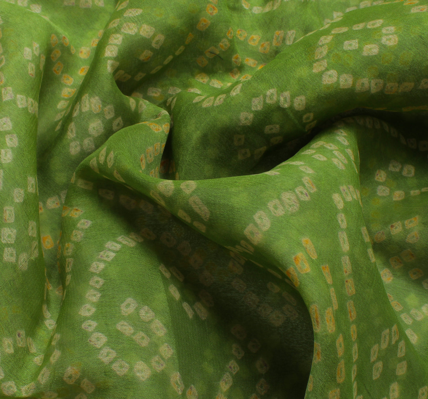 Sushila Vintage Green Saree Pure Georgette Silk Bandhani Printed Craft Fabric