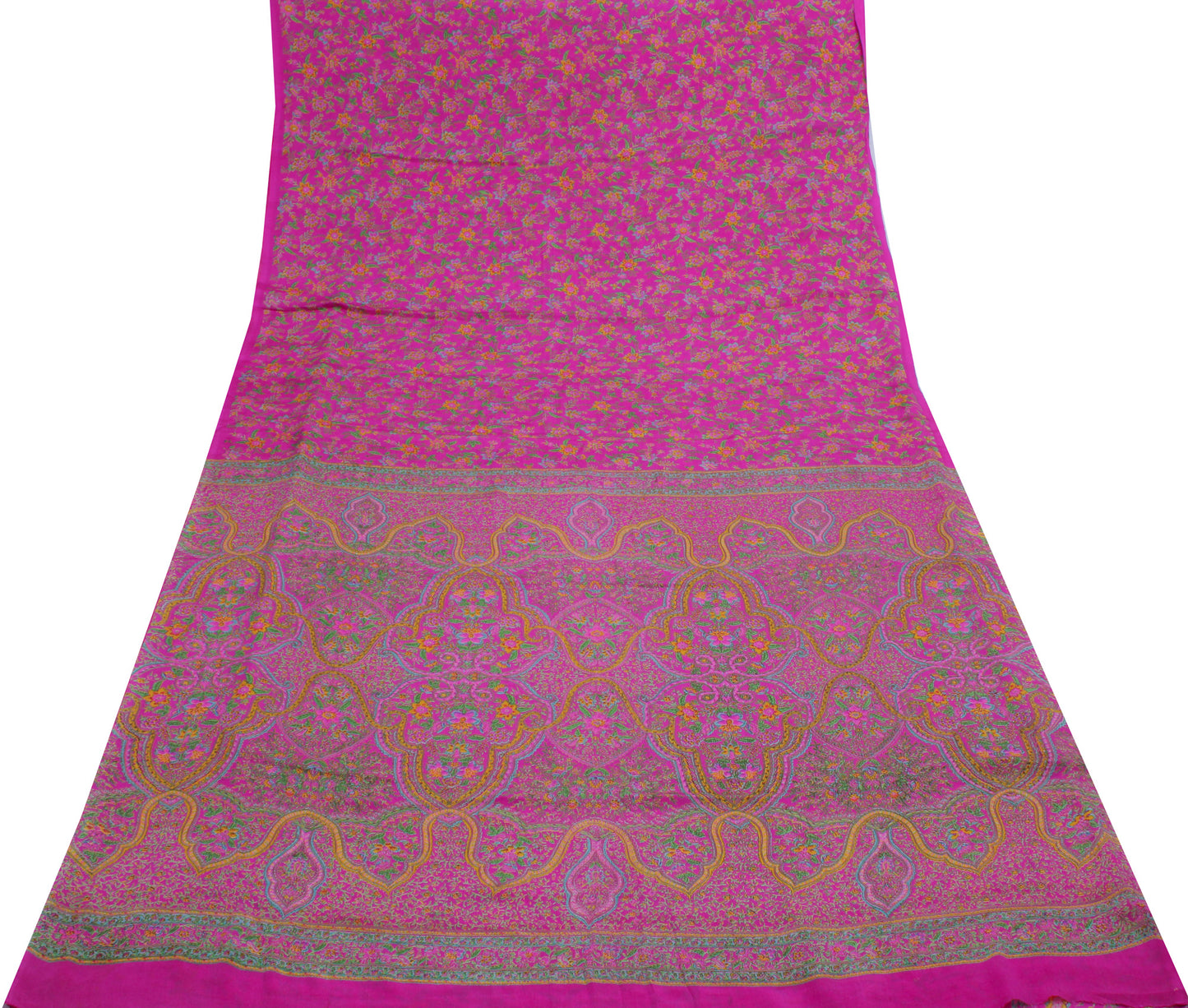 Sushila Vintage Magenta Saree Pure Georgette Silk Printed Floral Craft Fabric