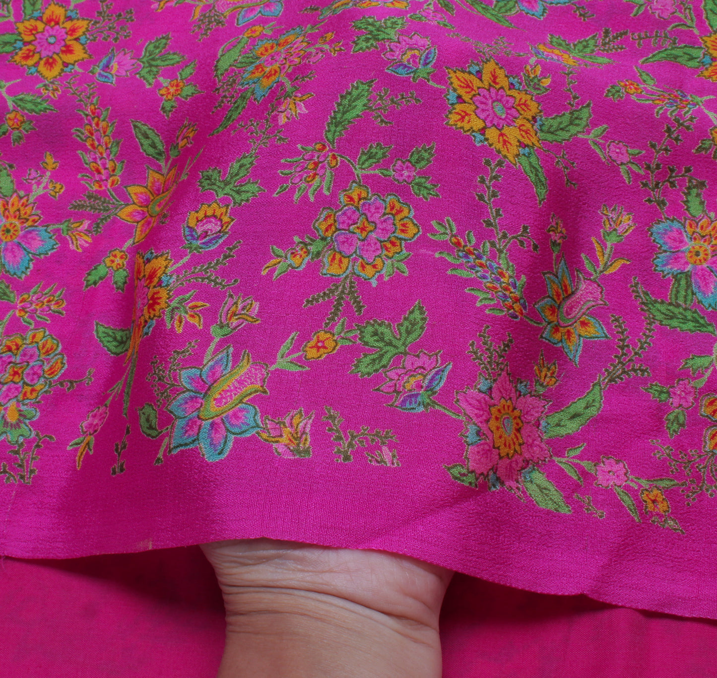 Sushila Vintage Magenta Saree Pure Georgette Silk Printed Floral Craft Fabric