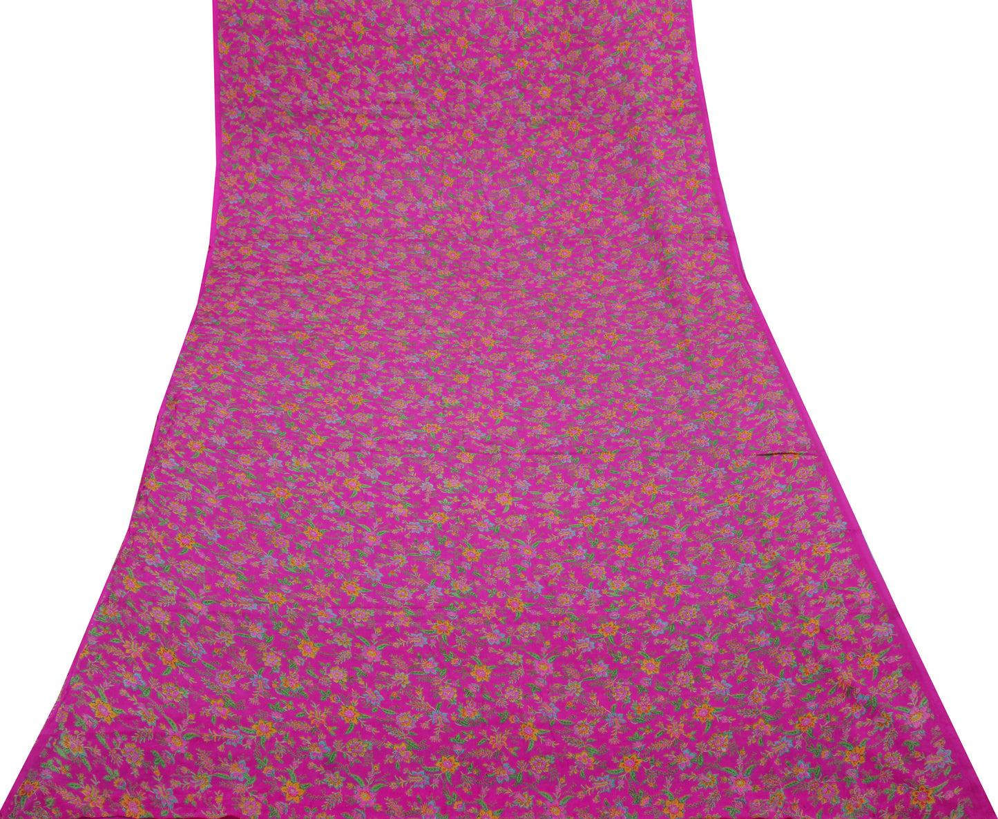 Sushila Vintage Magenta Saree Pure Georgette Silk Printed Floral Craft Fabric