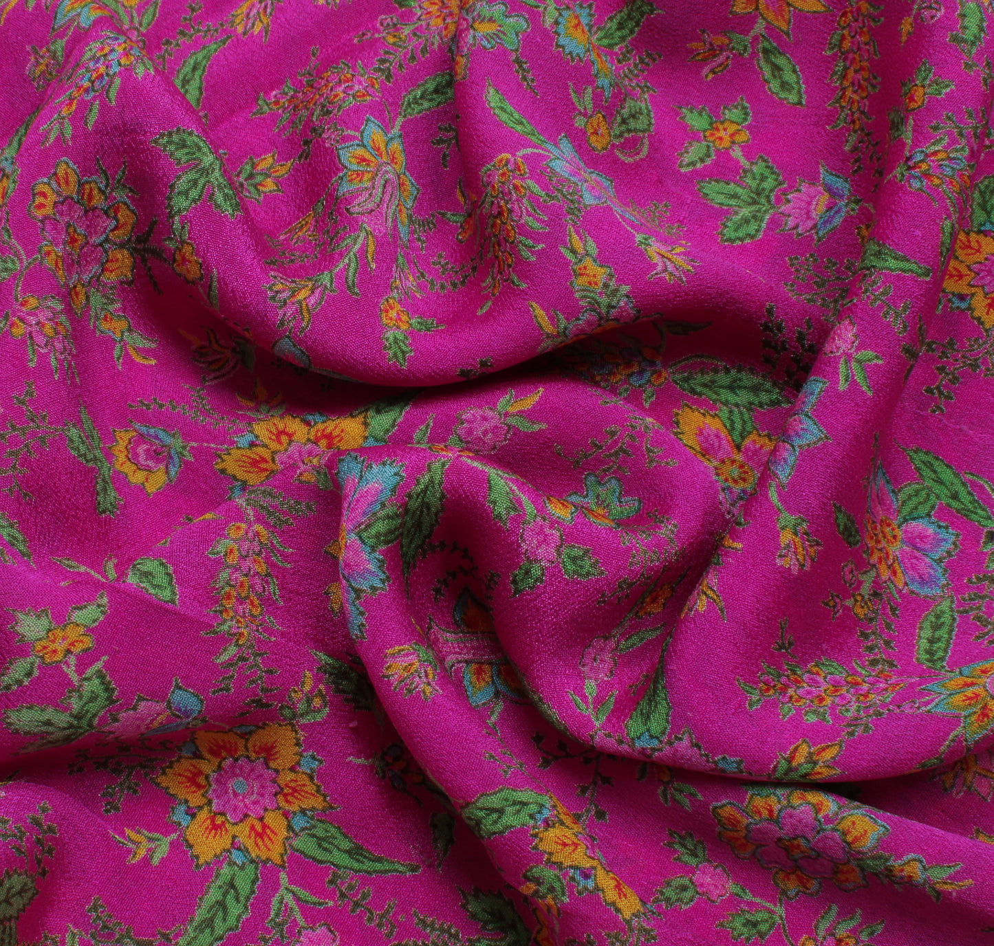 Sushila Vintage Magenta Saree Pure Georgette Silk Printed Floral Craft Fabric