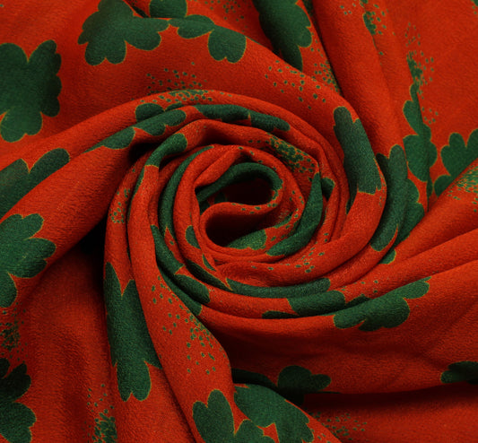 Sushila Vintage Orange Saree Pure Georgette Silk Printed Floral Craft Fabric