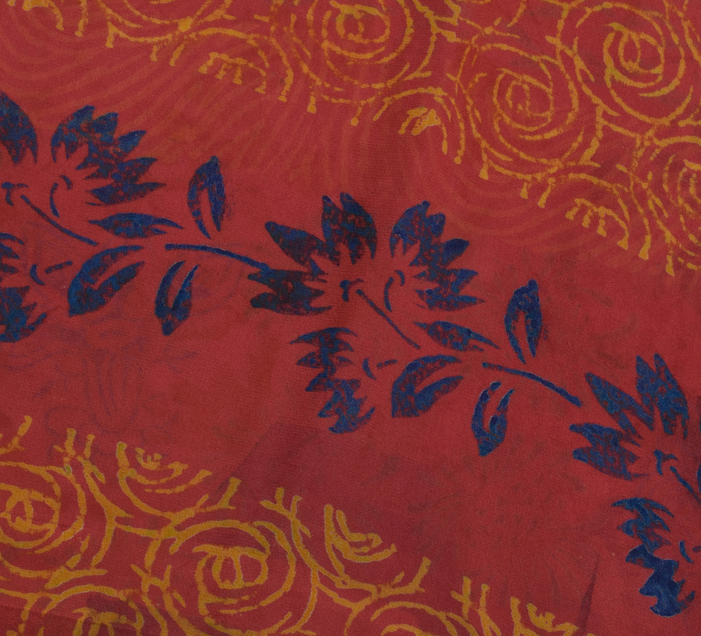 Sushila Vintage Indian Sari 100% Pure Georgette Silk Printed Floral Craft Fabric