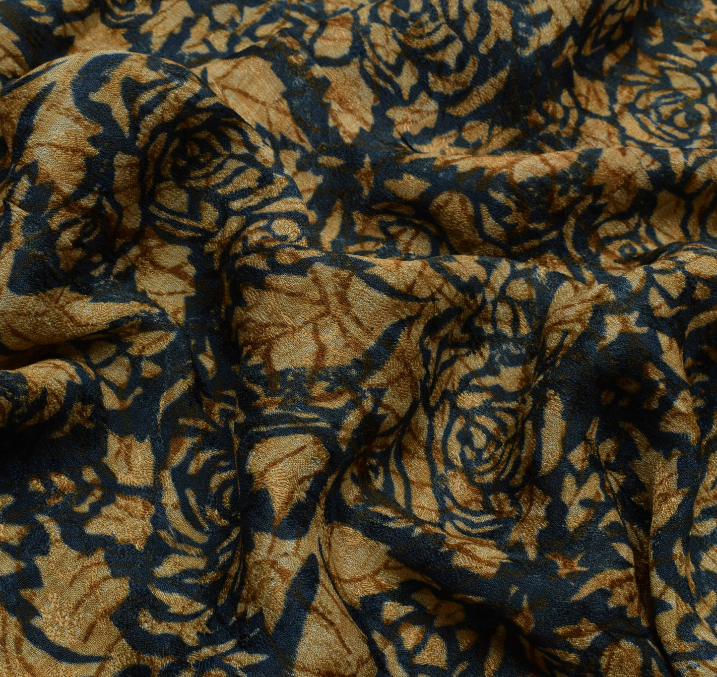 Sushila Vintage Saree 100% Pure Georgette Silk Printed Floral 5 YD Craft Fabric