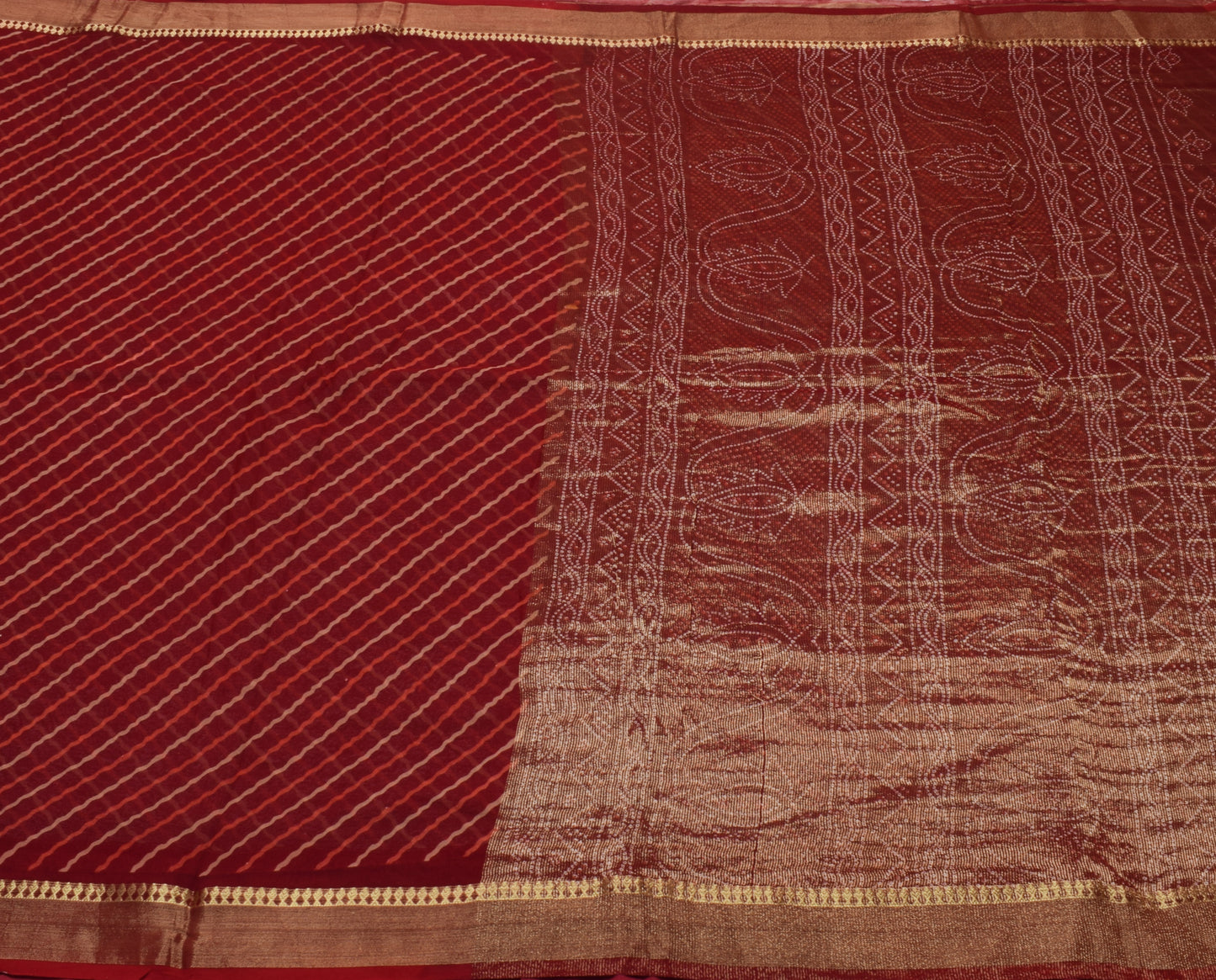 Sushila Vintage Maroon Saree 100% Pure Georgette Silk Printed Craft Sari Fabric