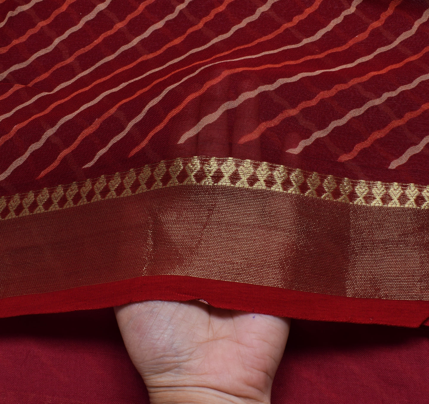 Sushila Vintage Maroon Saree 100% Pure Georgette Silk Printed Craft Sari Fabric