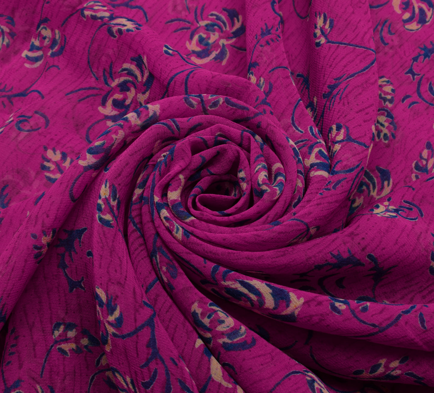 Sushila Vintage Purple Sari 100% Pure Georgette Silk Printed Floral Craft Fabric