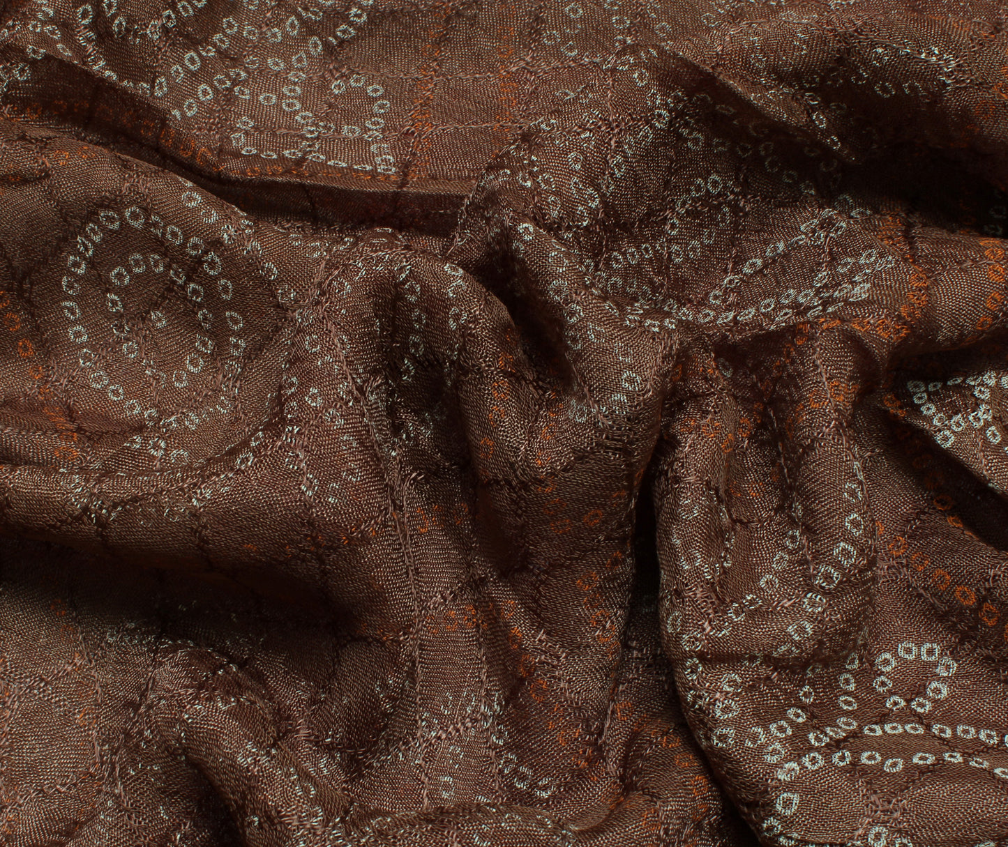 Sushila Vintage Brown Saree Pure Georgette Silk Bandhani Printed Craft Fabric