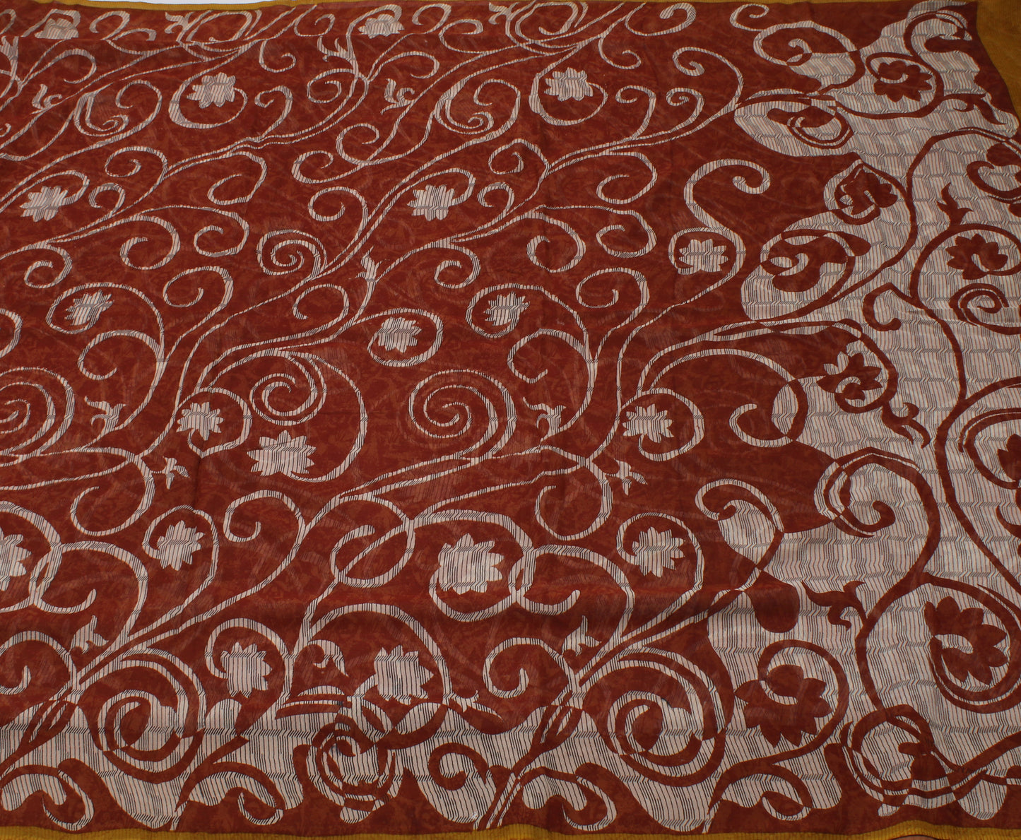 Sushila Vintage Brown Saree Pure Georgette Silk Printed Floral Craft Fabric