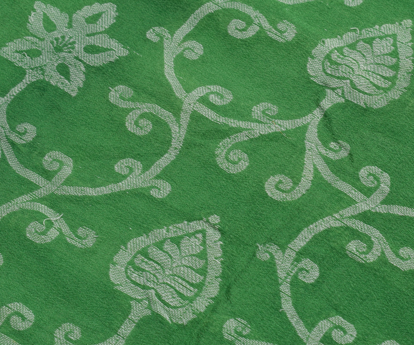 Sushila Vintage Green Saree 100% Pure Georgette Silk Woven Floral Craft Fabric